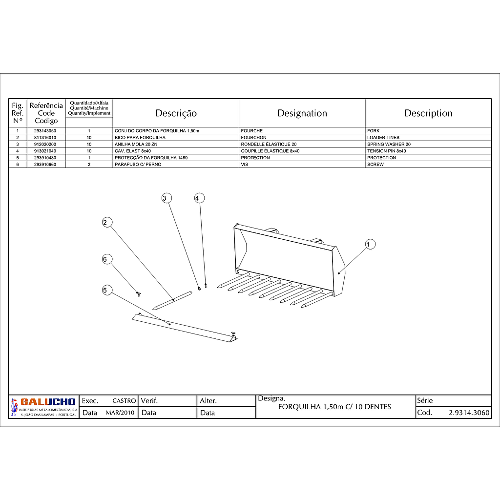 01. FORQUILHA 1,75CM C/ 12 DENTES
