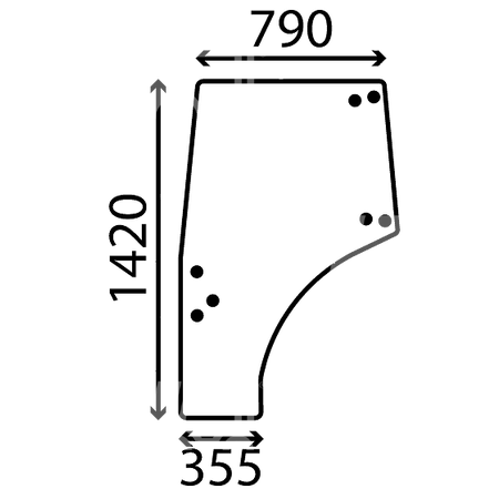 Vidro porta direita adaptável a Kubota